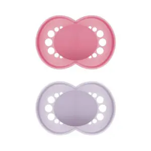 MAM - Pacifier Plain - Pure Siliconen 6-16 months - Pink/Purple - 2 st.