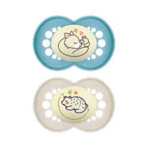 MAM - Pacifier Pure Night Siliconen 16+ months - Blue - 2 st.