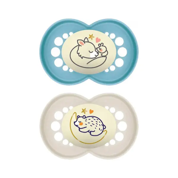 MAM - Fopspeen Pure Night Siliconen 6-16 maanden - Blauw - 2 st.