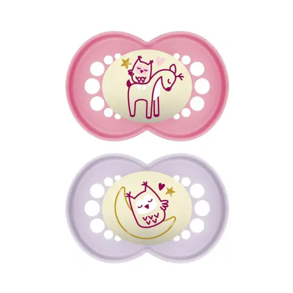 MAM - Fopspeen Pure Night Siliconen 6-16 maanden - Roze - 2 st.