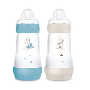 MAM - Babyfles Easy Start Anti-Colic 0+ | 260 ml | 2 st | Blauw & Beige