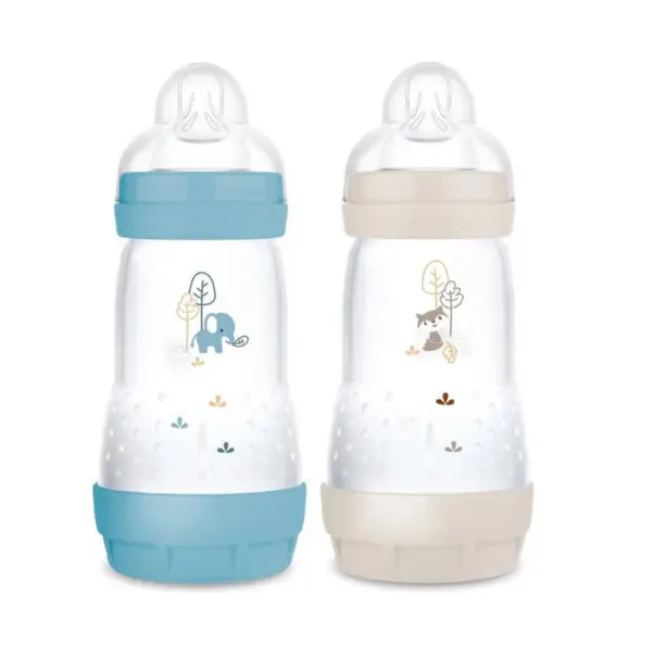 MAM - Babybottle Easy Start Anti-Colic 0+ | 260 ml | 2 pcs | Blue & Beige