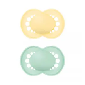 MAM - Pacifier Plain - Pure Siliconen 6-16 months - Yellow/Green - 2 st.
