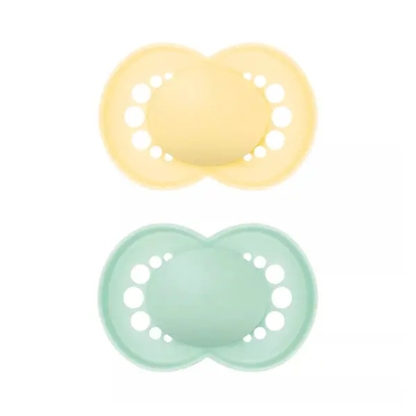 MAM - Fopspeen Plain - Pure Siliconen 6-16 maanden - Geel/Groen - 2 st.