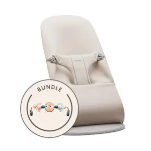 BabyBjörn - Wipstoel Bliss met Speelgoed - Googly Eyes - 3D-Jersey - Light Beige