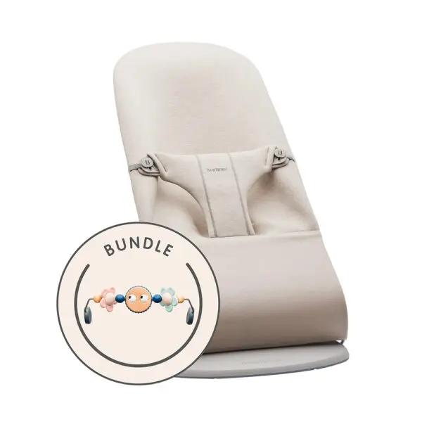 BabyBjörn - Wipstoel Bliss met Speelgoed - Googly Eyes - 3D-Jersey - Light Beige