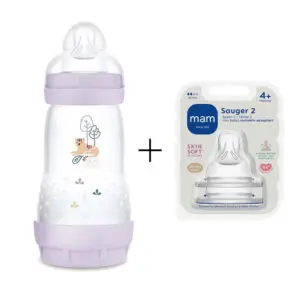 MAM - Babyfles Easy Start Anti-Colic Elements - 260 ml - Paars - 1 stuk + Speen maat 2
