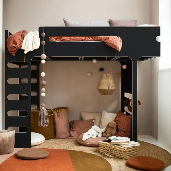 Rafa Kids - F Bunk Bed - Black Laminate