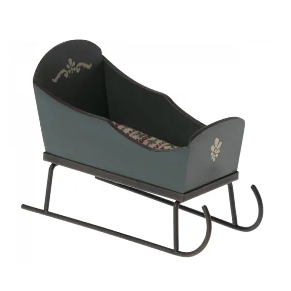 Maileg - Sleigh - Mouse - Green