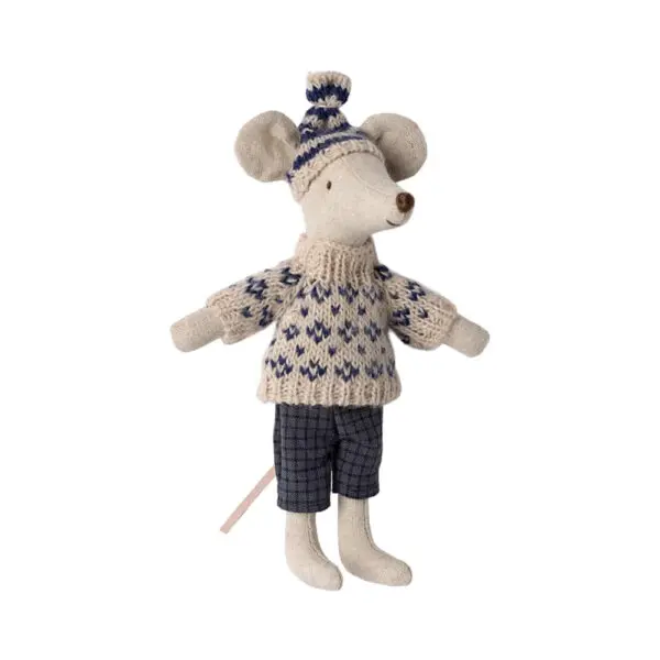 Maileg - Dad - Winter Mouse with Ski Set - Blue