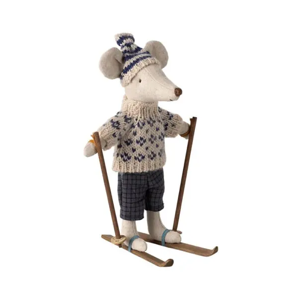Maileg - Dad - Winter Mouse with Ski Set - Blue