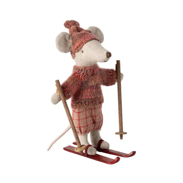 Maileg - Winter Mouse with Ski Set - Big Sister - Rose