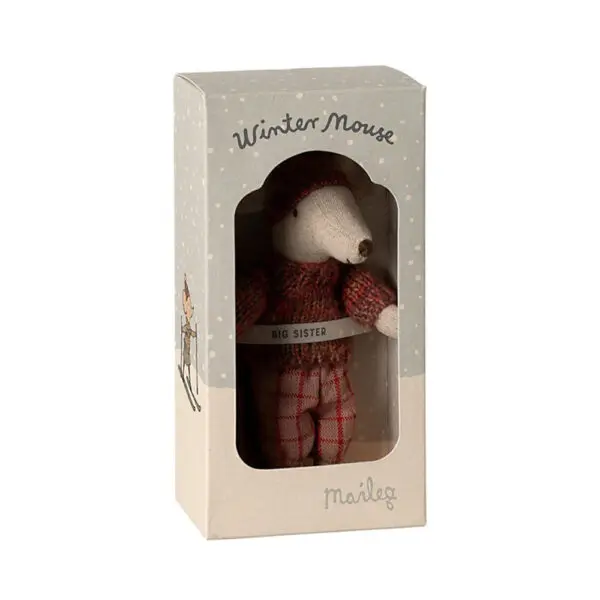 Maileg - Winter Mouse with Ski Set - Big Sister - Rose