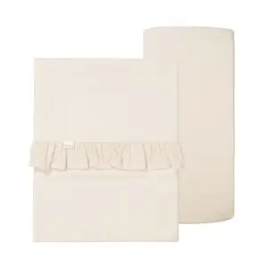 Koeka - Bassinet Sheet and Fitted Sheet Ruffle Combi Set Faro - Warm White