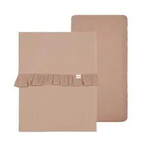 Koeka - Bassinet Sheet and Fitted Sheet Ruffle Combi Set Faro - Caffe
