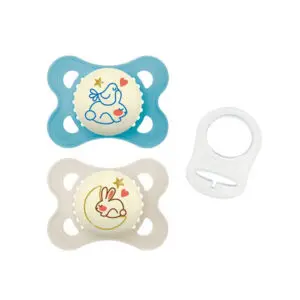 MAM - Fopspeen Original Pure Night - Siliconen - 0-6 mnd - Blauw + Ring