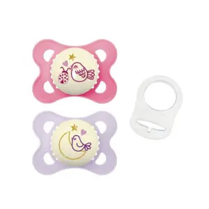 MAM - Fopspeen Original Pure Night - Siliconen - 0-6 mnd - Roze + Ring