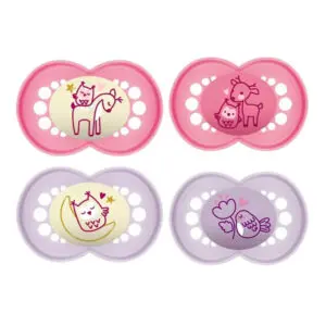 MAM - Fopspeen Pure Day & Night - 6-16 mnd - Roze - 4 st