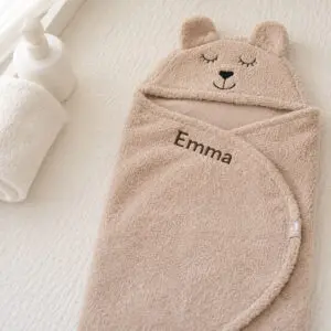 Jollein - Wrap Blanket Bear - Biscuit - with Name