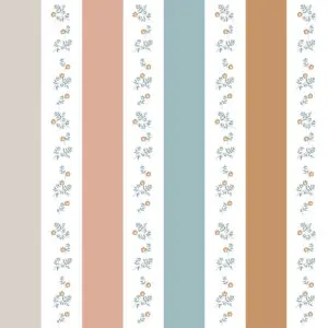 Dekornik - Wallpaper - Portofino Colour Stripes With Flowers