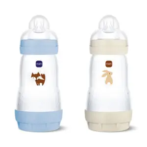 Mam - 2x Babybottle 260 ml - Blue/Beige