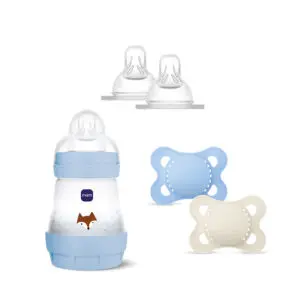 Mam - Easy Start Anti-Colic Babybottle Blue 160 ml + Bottle Teat Size 1 + Pacifier Plain 0-6