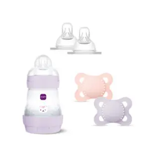 Mam - Easy Start Anti-Colic Babybottle Pink 160 ml + Bottle Teat Size 1 + Pacifier Plain 0-6