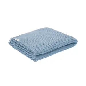 Little Dutch - Knitted Bassinet Blanket - Pure Denim Blue - 70 x 100 cm