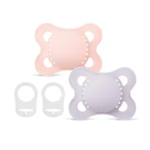 MAM - Pacifier - Original 0-6m plain pink - 2 pcs + 2 clips