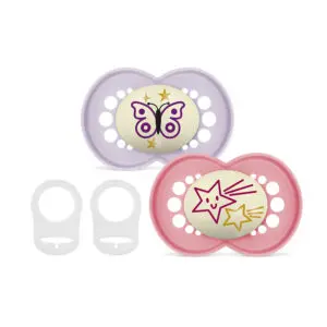 MAM - Pacifier - Original Night 16+ pink - 2 pcs + 2 clips