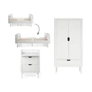 Sebra - 3-piece Convertible Nursery - Junior & Grow Bed - White
