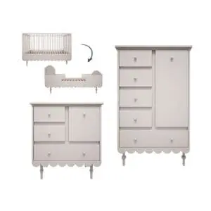 Wood Luck Design - Babushka - 3-piece Nursery - White