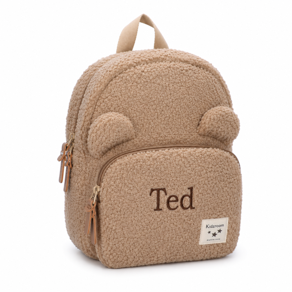 Kidzroom – Teddy Backpack with Ears – Beige - with name