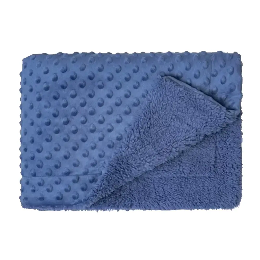 Interbaby - Teddy Baby Blanket with Dots - Dark Blue