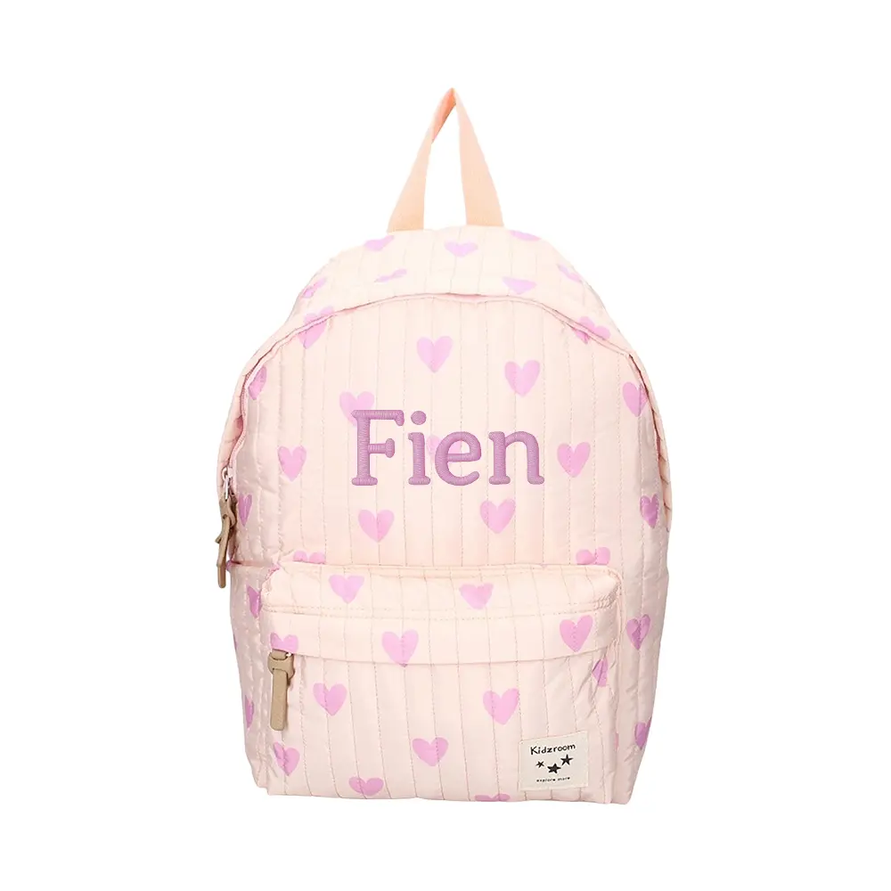 Kidzroom - Magical Meadows - Backpack - Quilted Pink Hearts - with Name