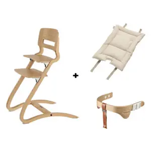 Leander - Louie Kinderstoel - Bundel met Veiligheidsbeugel en Kussen - Eiken / Cappuccino