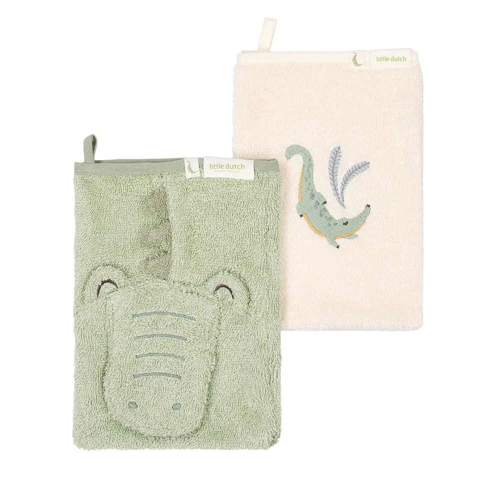 Little Dutch - Waschhandschuh-Set - Krokodil - Grün 2-Teilig