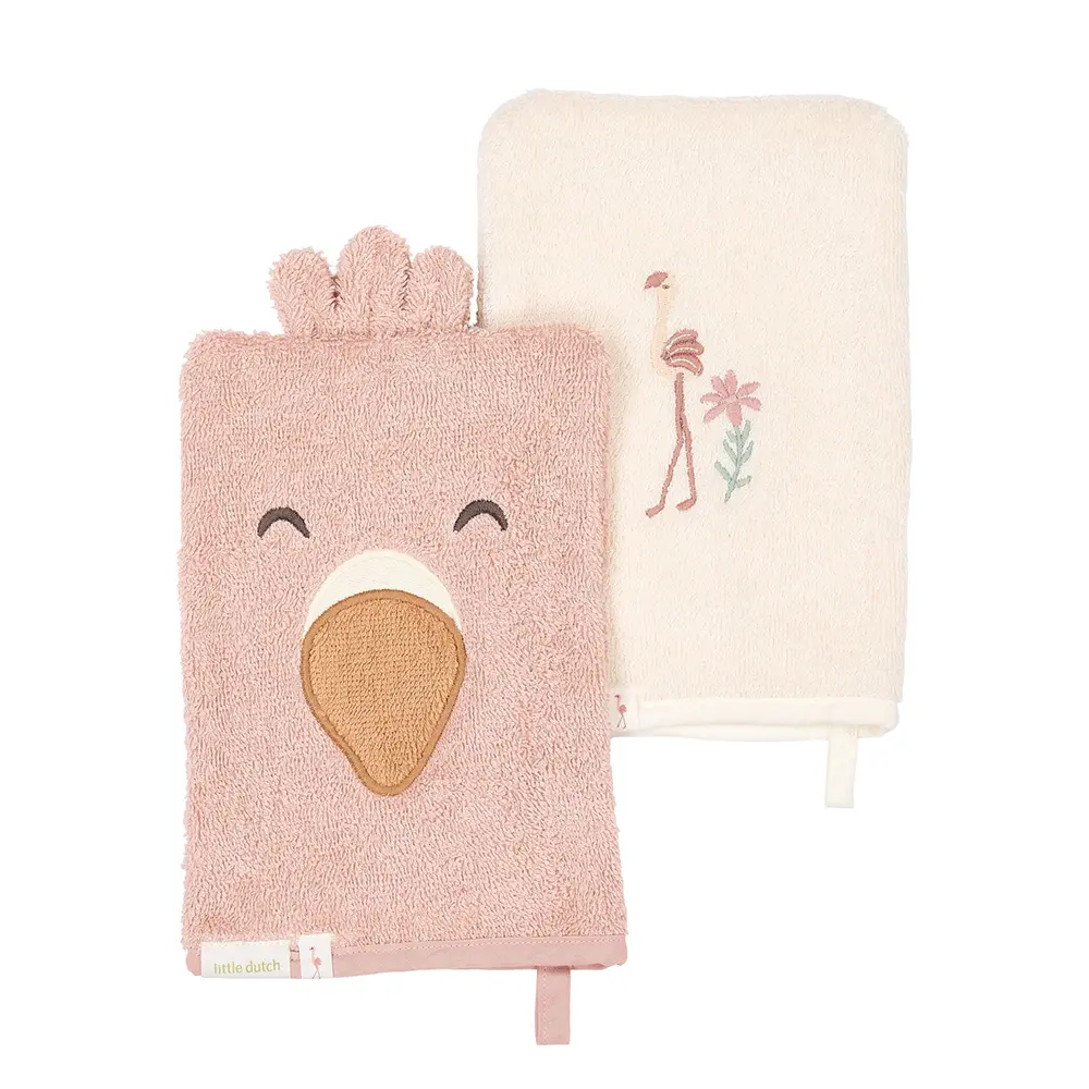 Little Dutch - Waschlappen-Set - Flamingo - Rosa