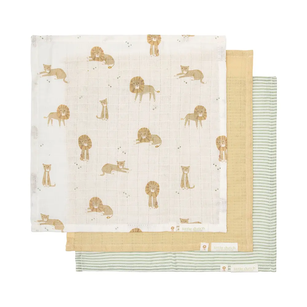 Little Dutch - Mundtücher-Set - 3-Teilig - Safari Leo 25 X 25 Cm