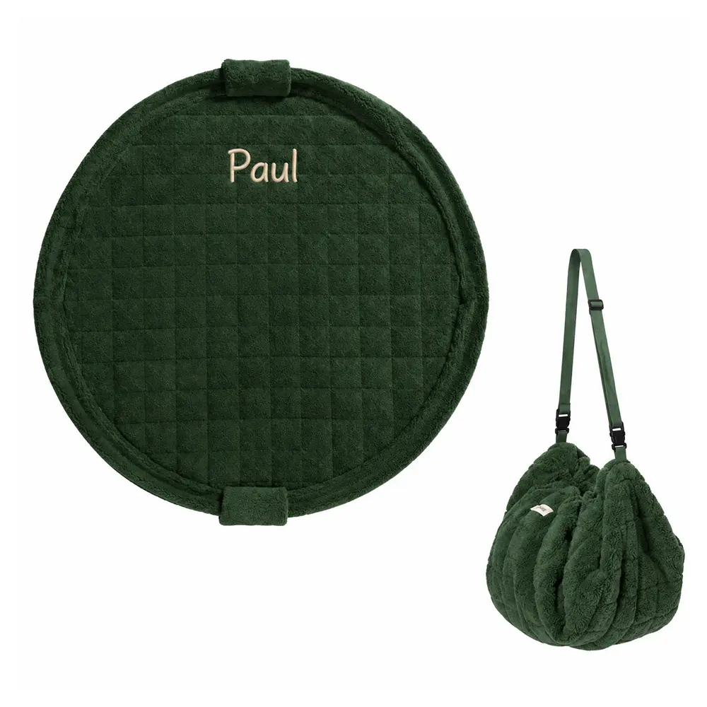 Play&Go - 3-in-1 Babyspieldecke und Reisetasche - Evergreen Teddy - mit Namen