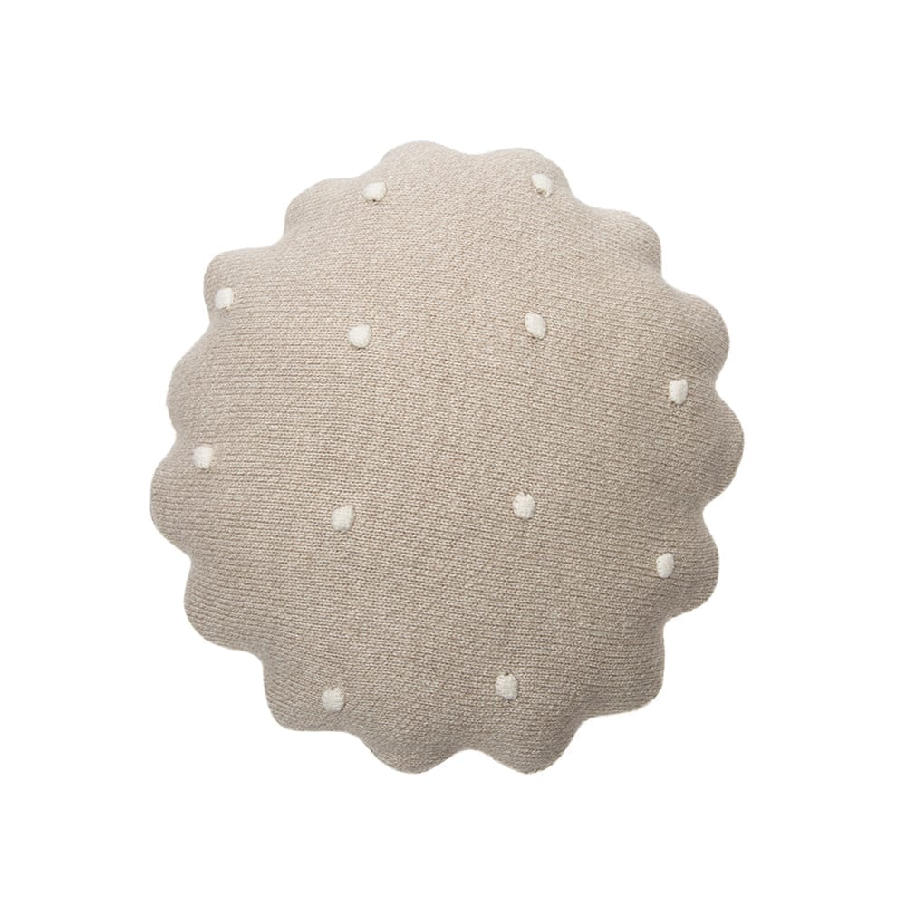 Lorena Canals – Rundes Häkelkissen – Biscuit Dünenweiß – 25 x 25 cm