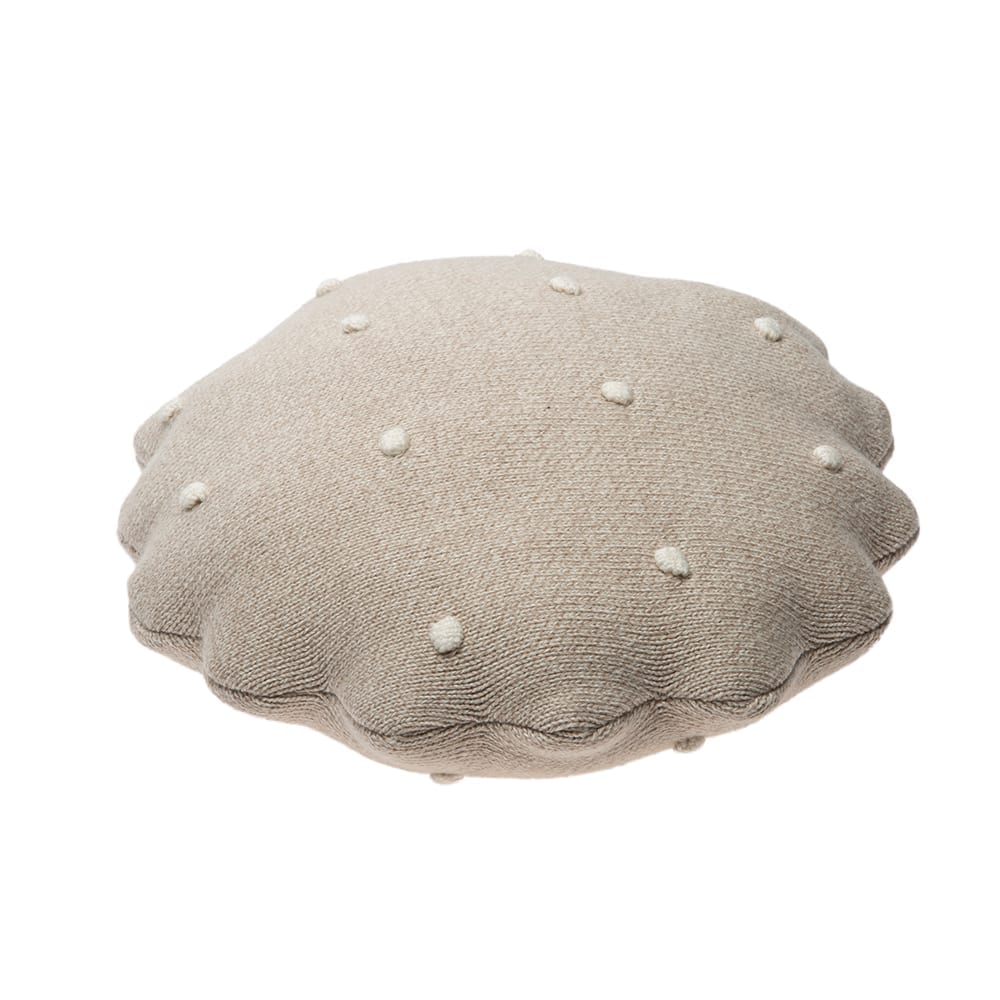 Lorena Canals – Rundes Häkelkissen – Biscuit Dünenweiß – 25 x 25 cm