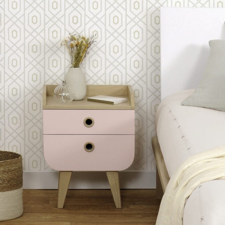 Laurette Zen Bedside table old pink ambiance