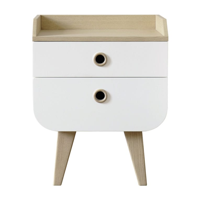 Laurette Bedside table color natural & white