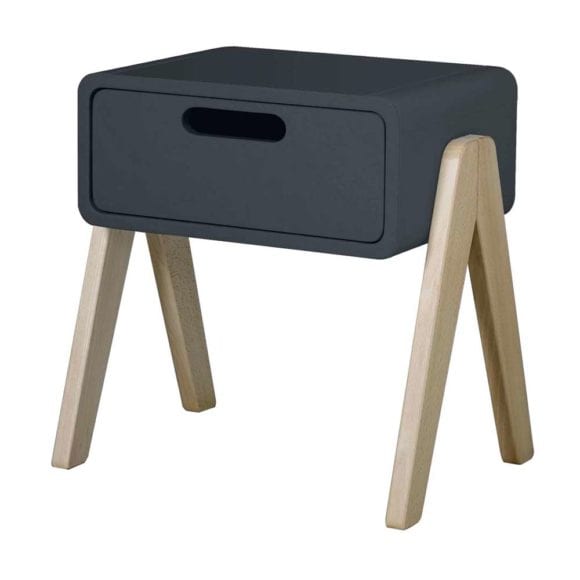 Laurette – Nachttisch Little Robot – Natural feet – Charcoal
