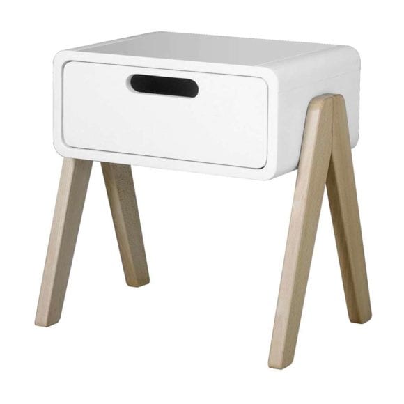 Laurette – Nachttisch Little Robot – Natural feet – White
