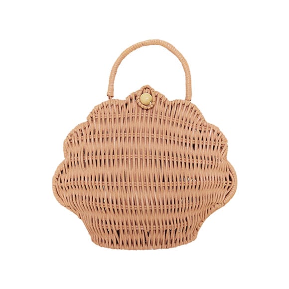 Olli Ella – Rattan Muscheltasche – Rosa