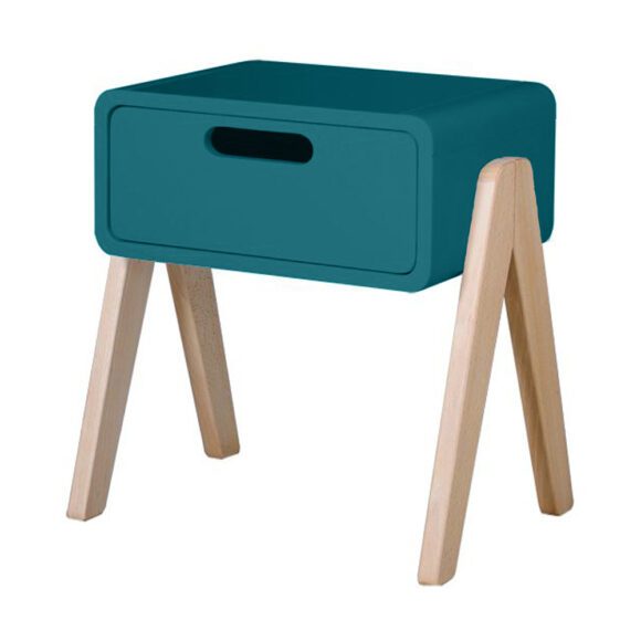 Laurette – Nachttisch Little Robot – natural feet – Blue Canard