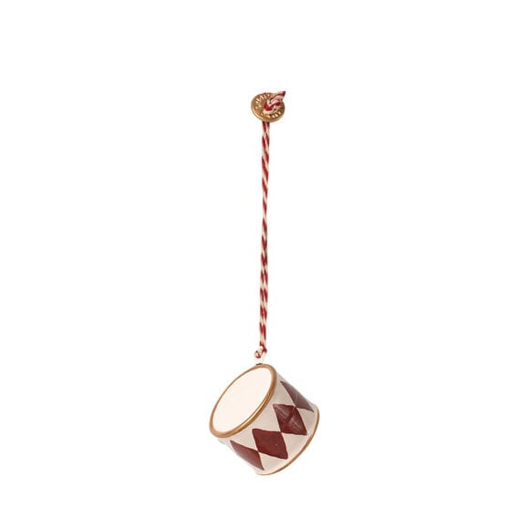 Metalen Kerstversiering, Kleine Trommel – Red