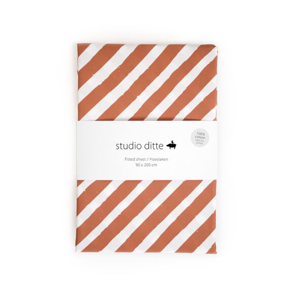 Studio Ditte – Spannbettlaken – Stripes Rust Brown – 90 x 200 cm